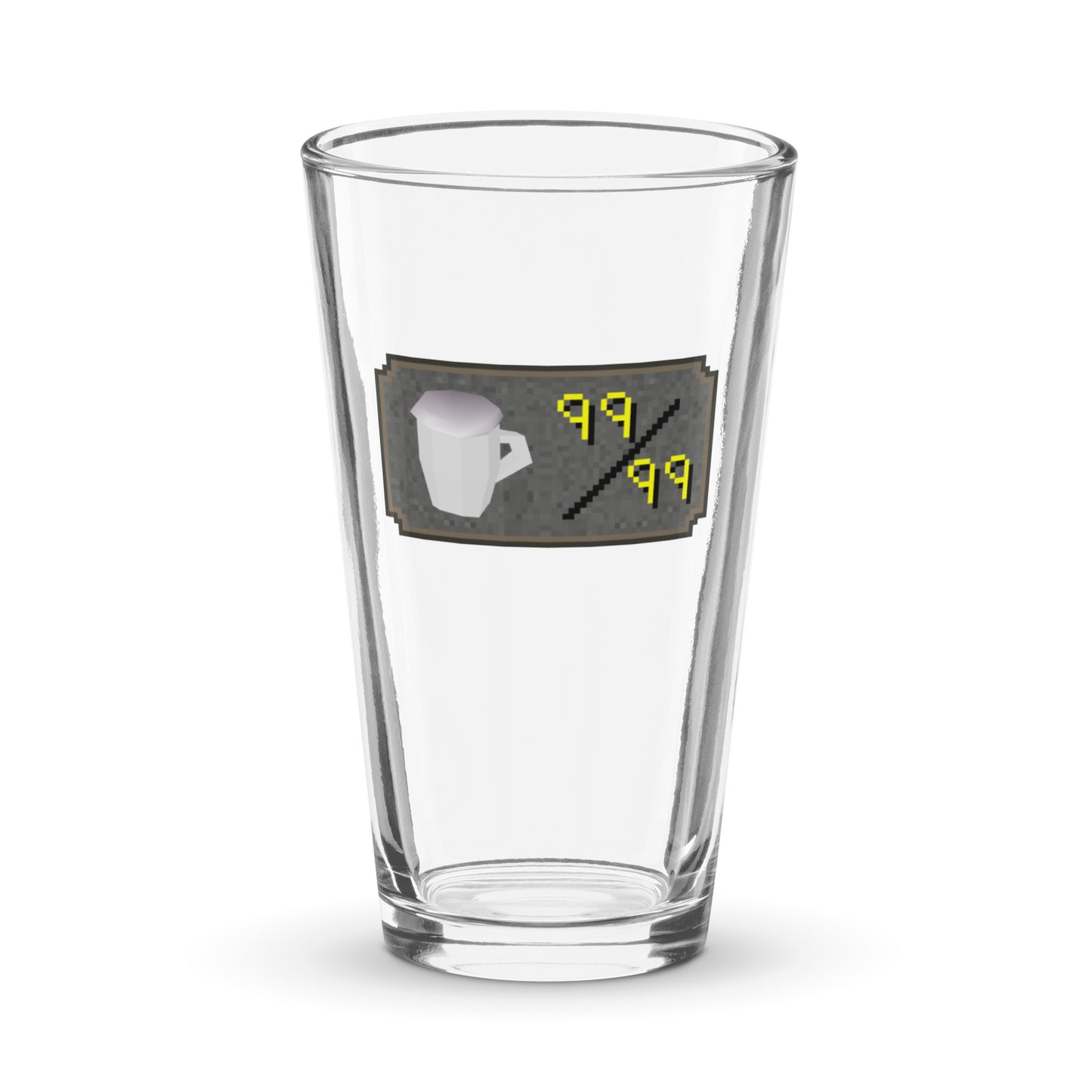 Transparent Beer Graphic Level 99 Beverage | Shaker Pint Glass | Beer Glass | Universal Pint Glass | Old School RuneScape Inspired