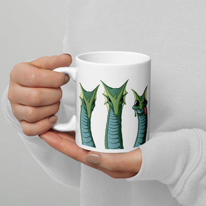 Hydra Mug Featuring Three Headed Dragon Meme | White Glossy Mug | Old School RuneScape Inspired