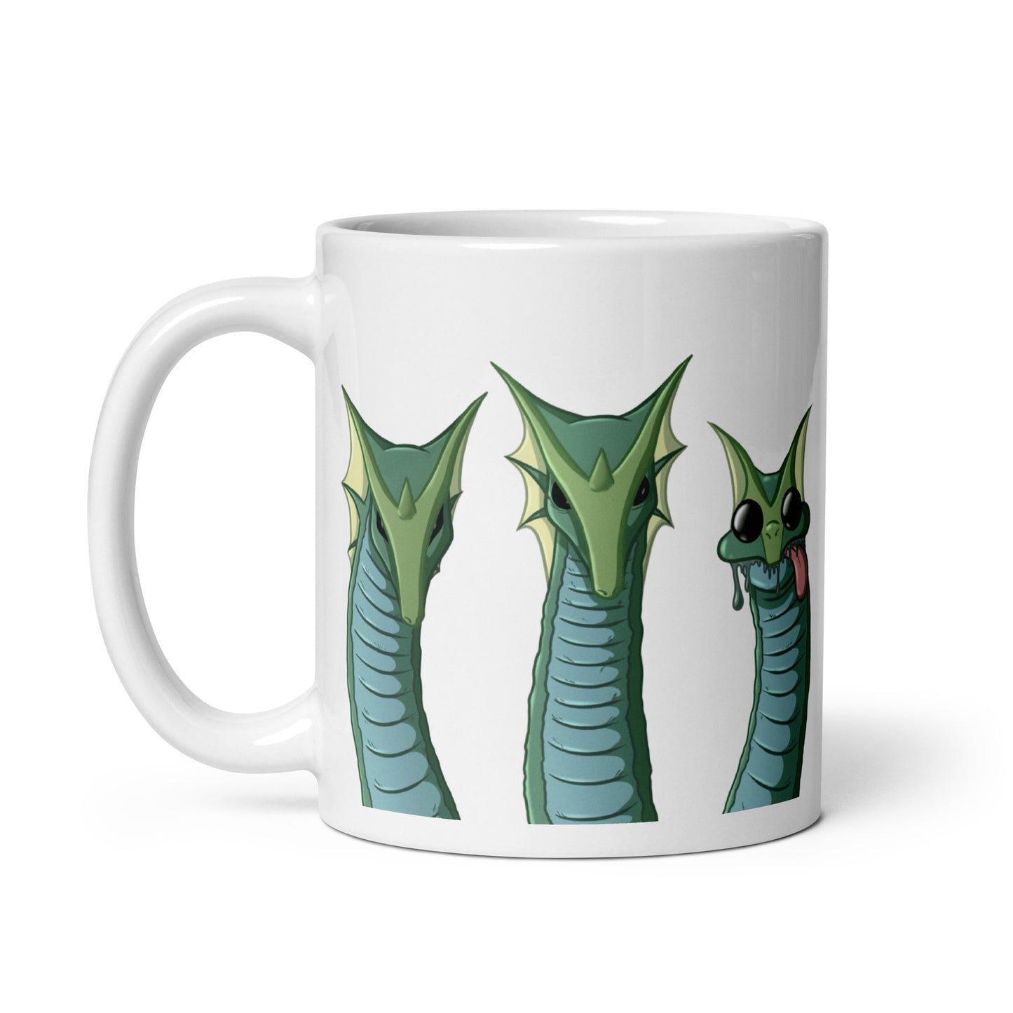 Hydra Mug Featuring Three Headed Dragon Meme | White Glossy Mug | Old School RuneScape Inspired