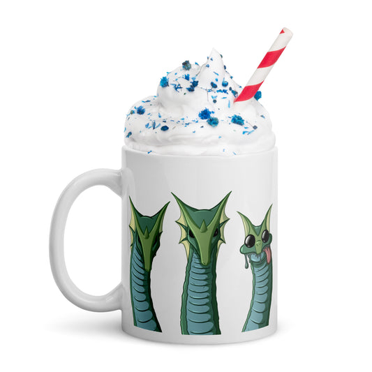 Hydra Mug Featuring Three Headed Dragon Meme | White Glossy Mug | Old School RuneScape Inspired